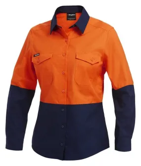 KingGee Workcool 2 Women's Hi Vis Spliced Long Sleeve Work Shirt K44543