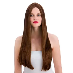 Long Brown Classic Party Wig Fancy Dress Halloween