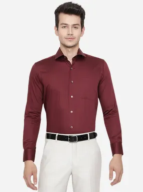 Marron Solid Slim Fit Formal Shirt | Metal