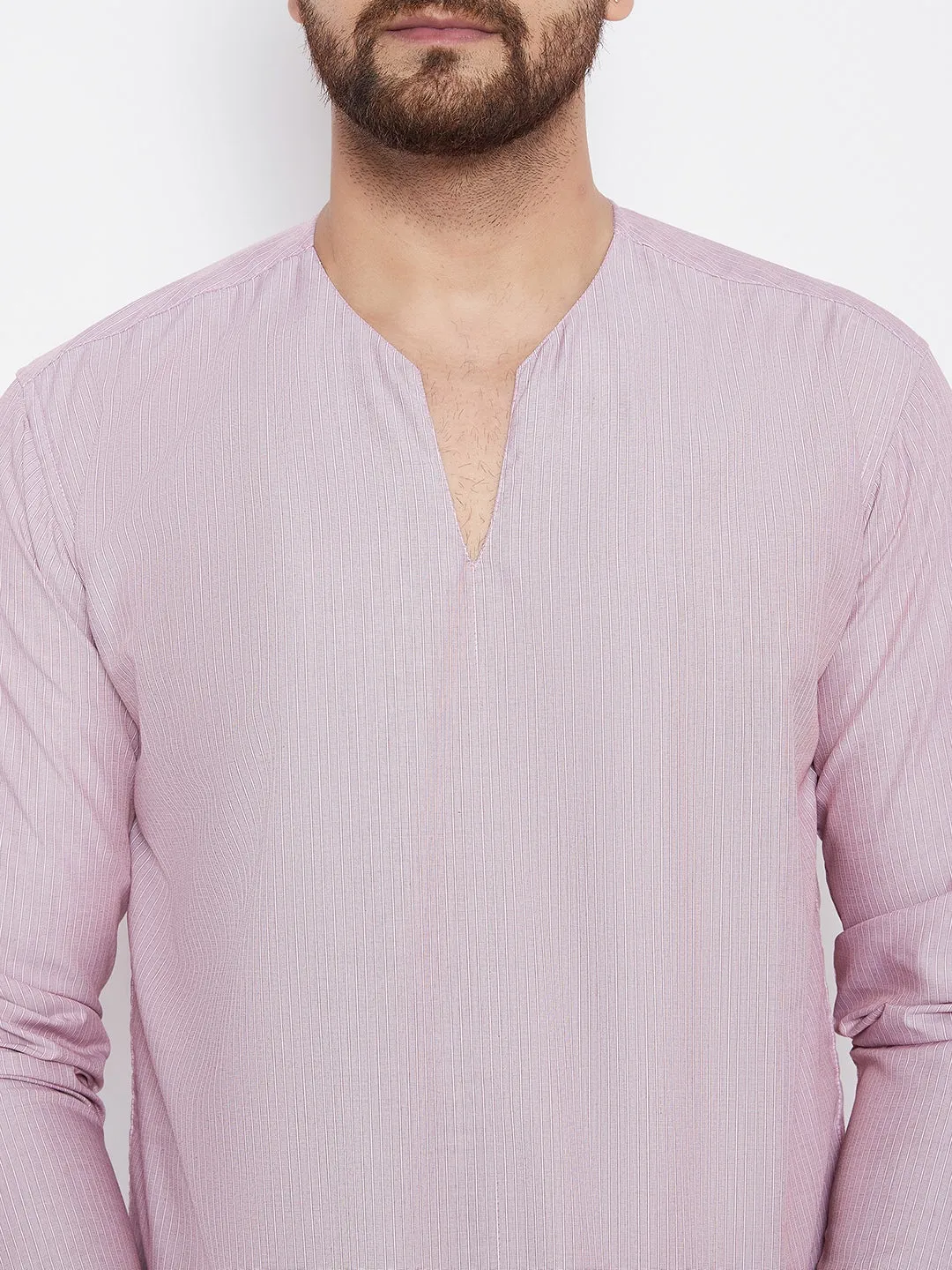 Men's Woven Design Straight Short Kurta - Even Apparels