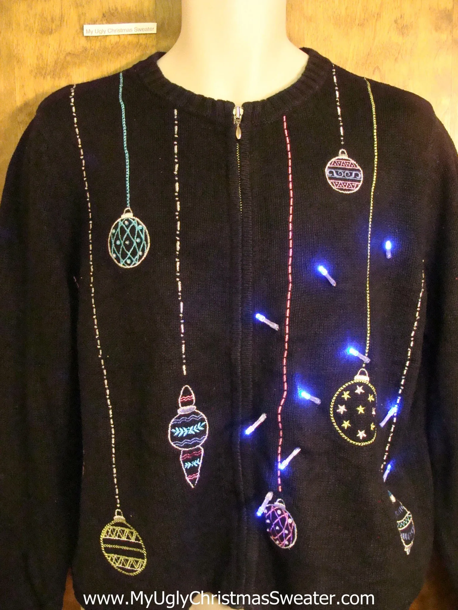 Ornament Themed Crazy Christmas Sweater with Lights