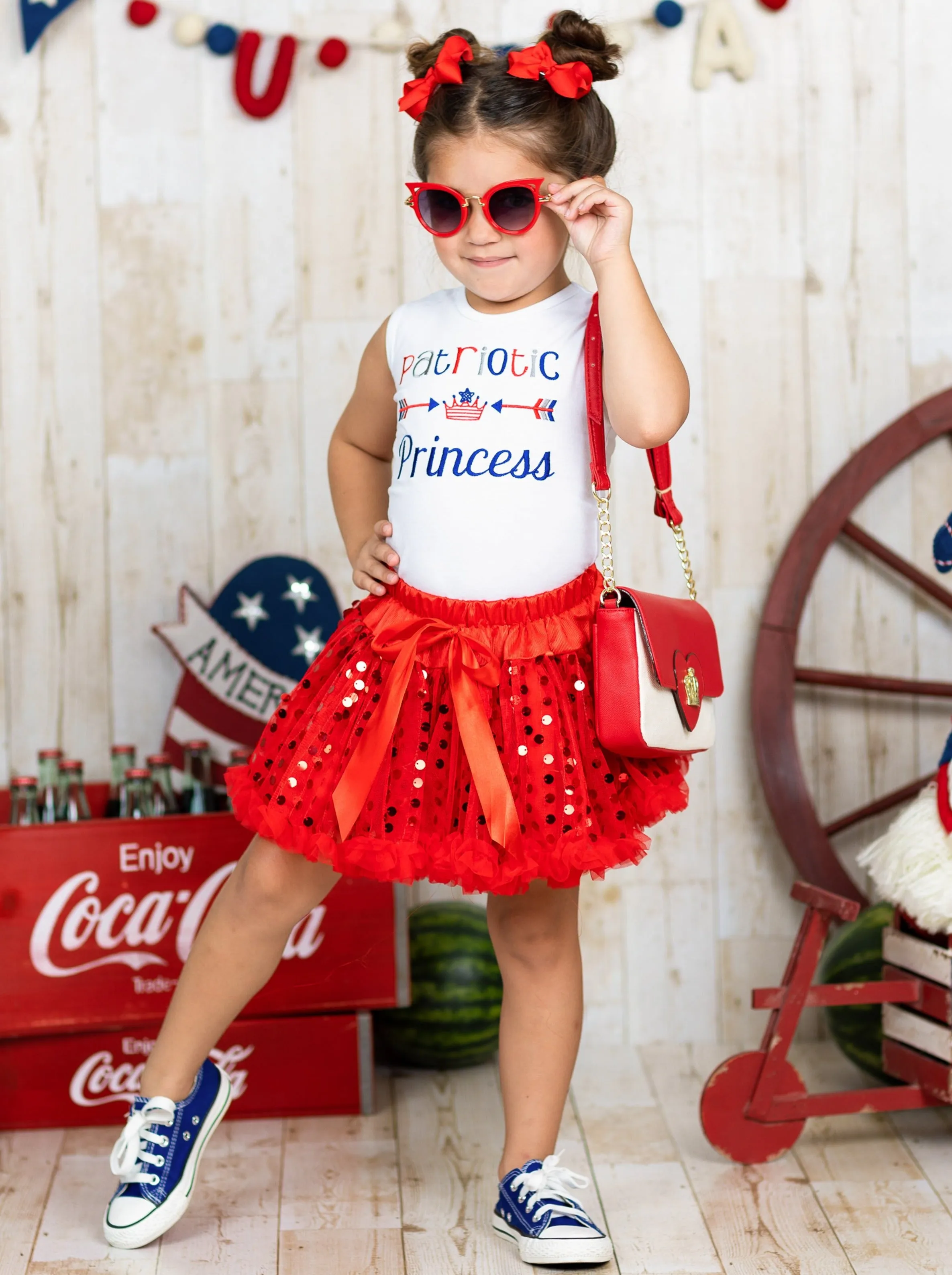 Patriotic Princess Sequin Skirt Set