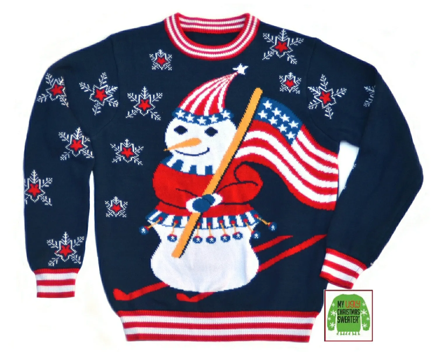 Patriotic Snowman Christmas Sweater