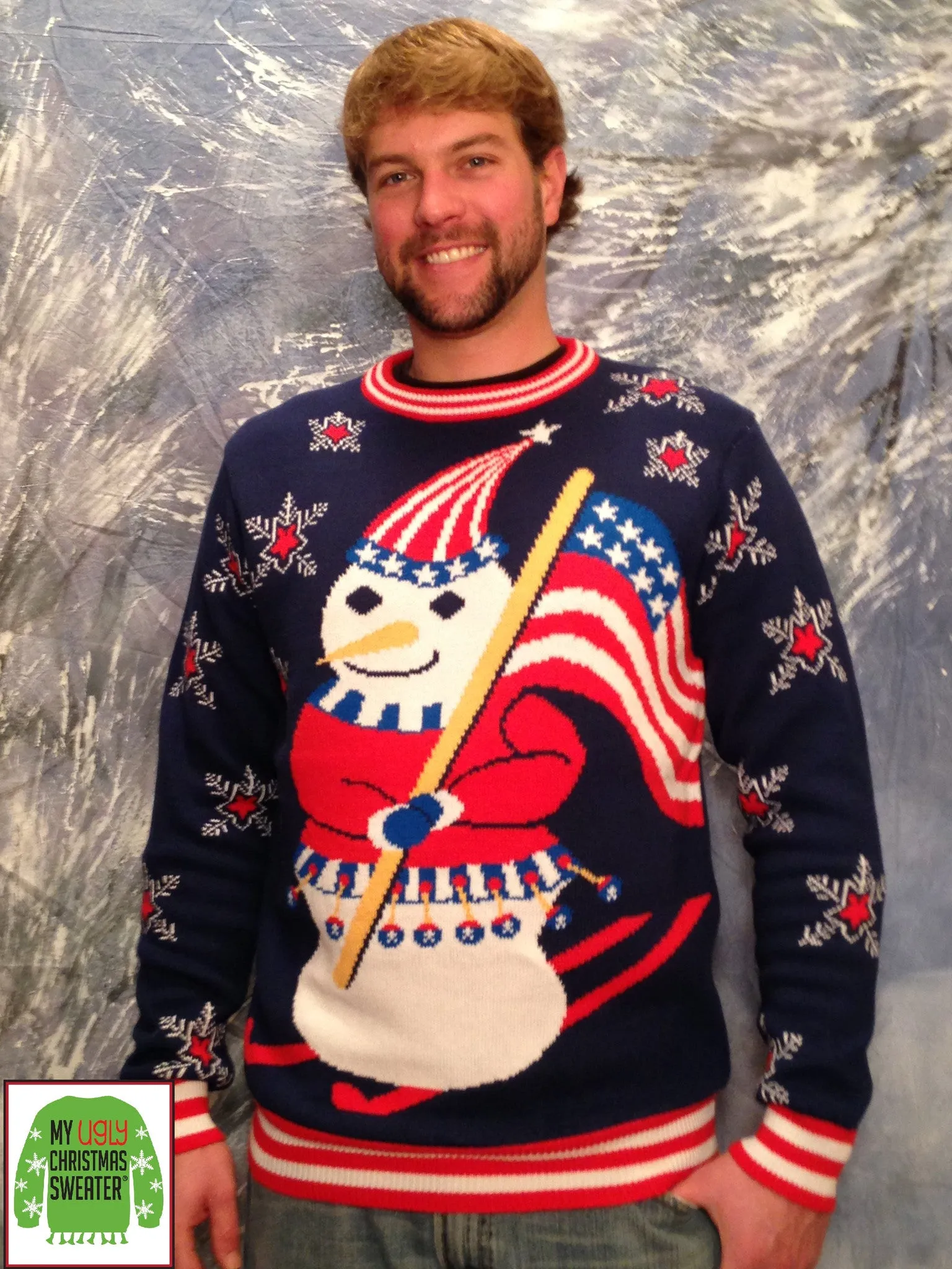 Patriotic Snowman Christmas Sweater