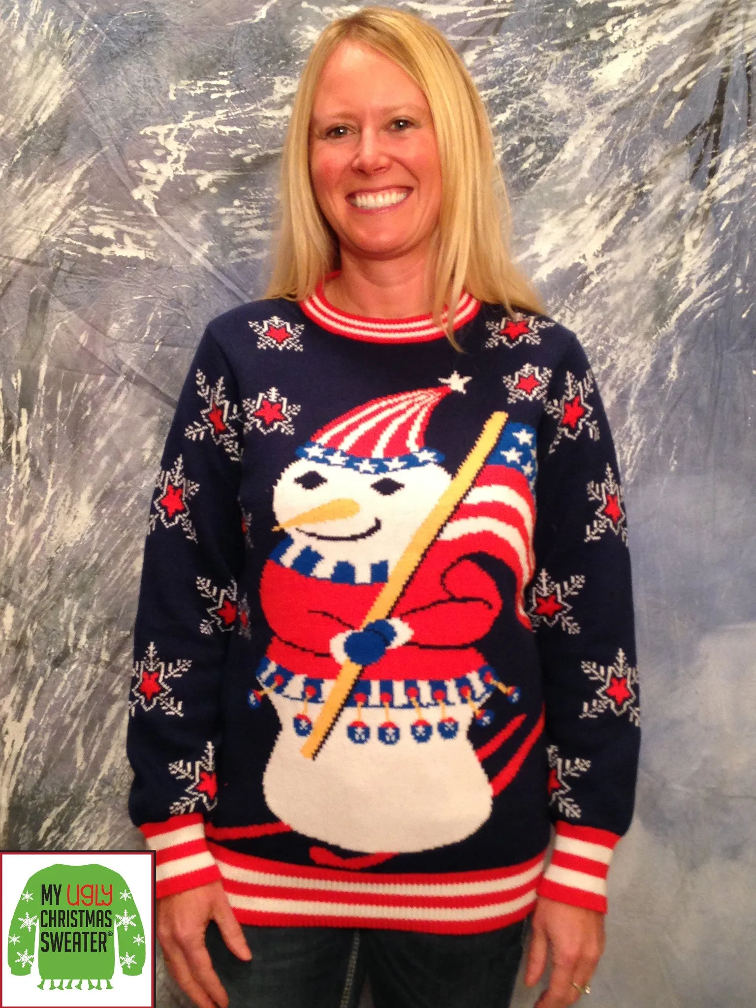 Patriotic Snowman Christmas Sweater