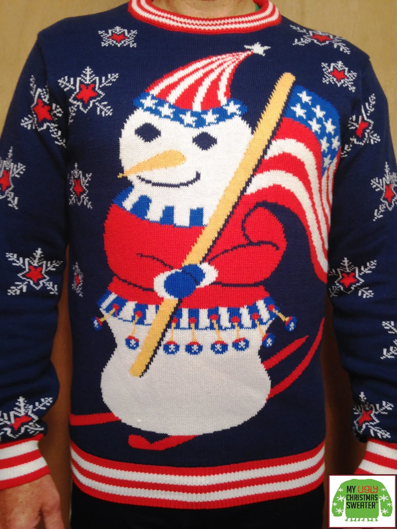 Patriotic Snowman Christmas Sweater