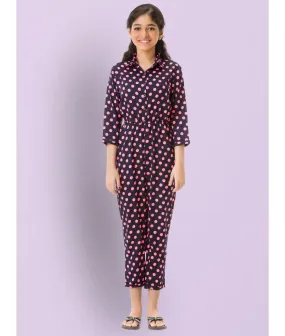 Polka Roll-up Jumpsuit for Girls