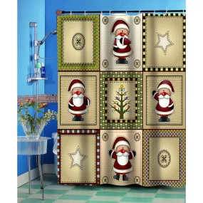 "Americana Holiday" Christmas Themed Fabric Shower Curtain - Multi