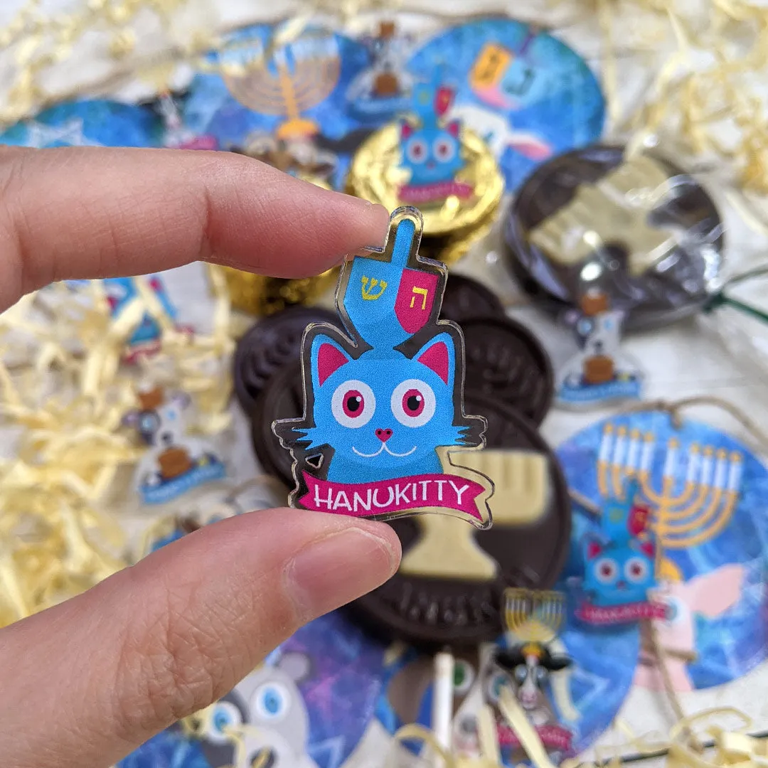 "Hanukitty" Recycled Acrylic Hanukkah Cat Pin