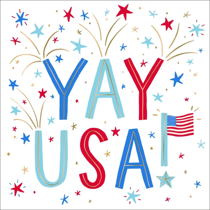 "YAY USA" Patriotic Cocktail Napkins - 20 pc.