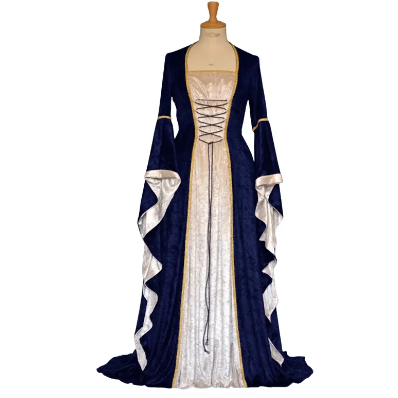 Renaissance Halloween Costume Women Medieval Dress Velvet Queen Dresses