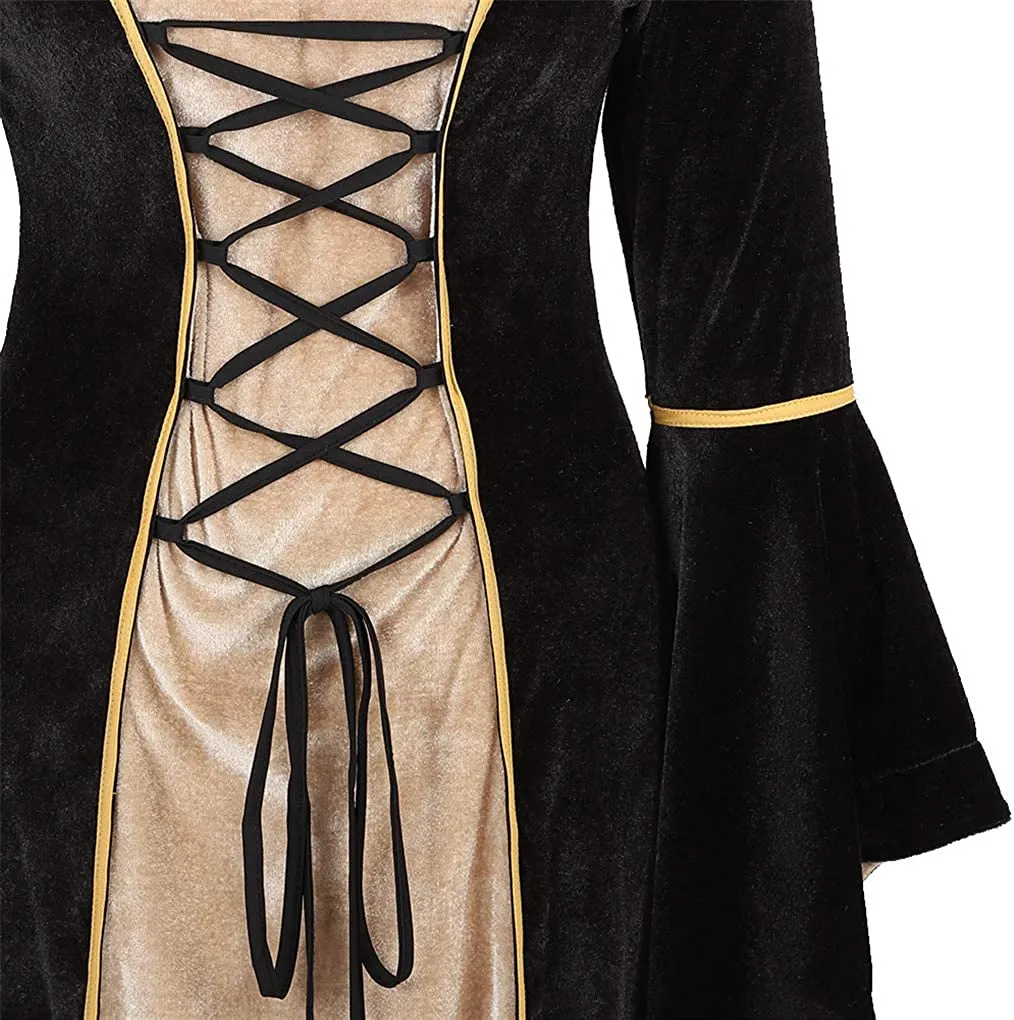 Renaissance Halloween Costume Women Medieval Dress Velvet Queen Dresses