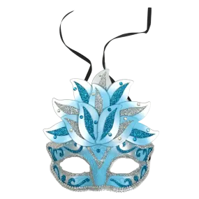 Silver and Blue Ornate Mask with Jewels (Each)