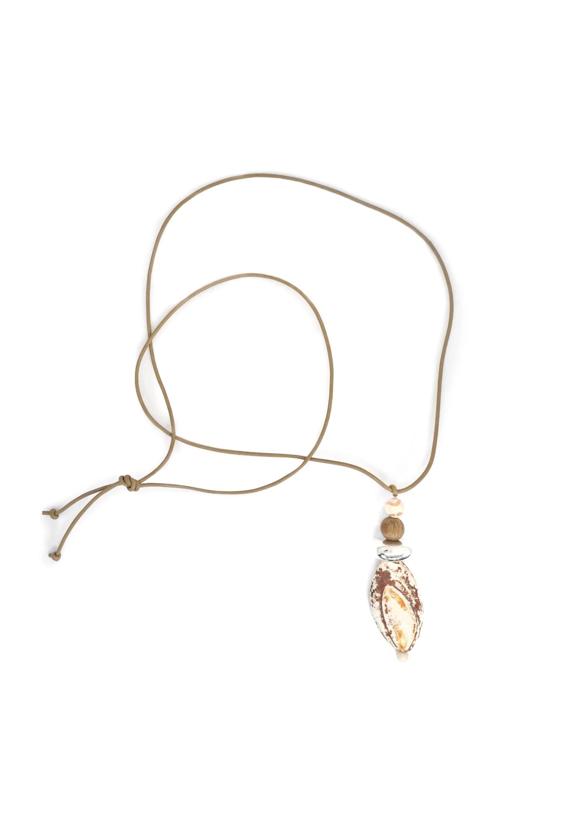 Simon Sebbag - Matte Sand Leather Drop Stone Necklace