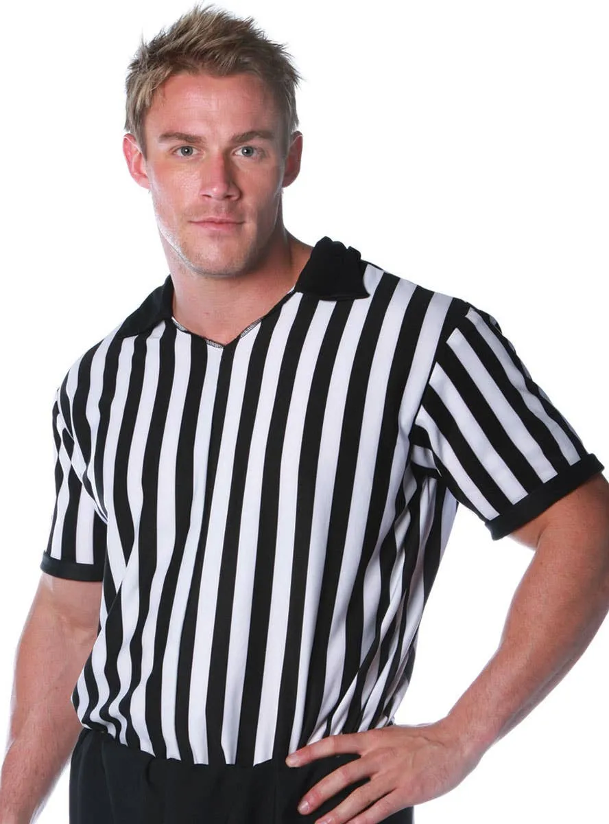 Sports Referee Plus Size Mens Striped Costume Shirt