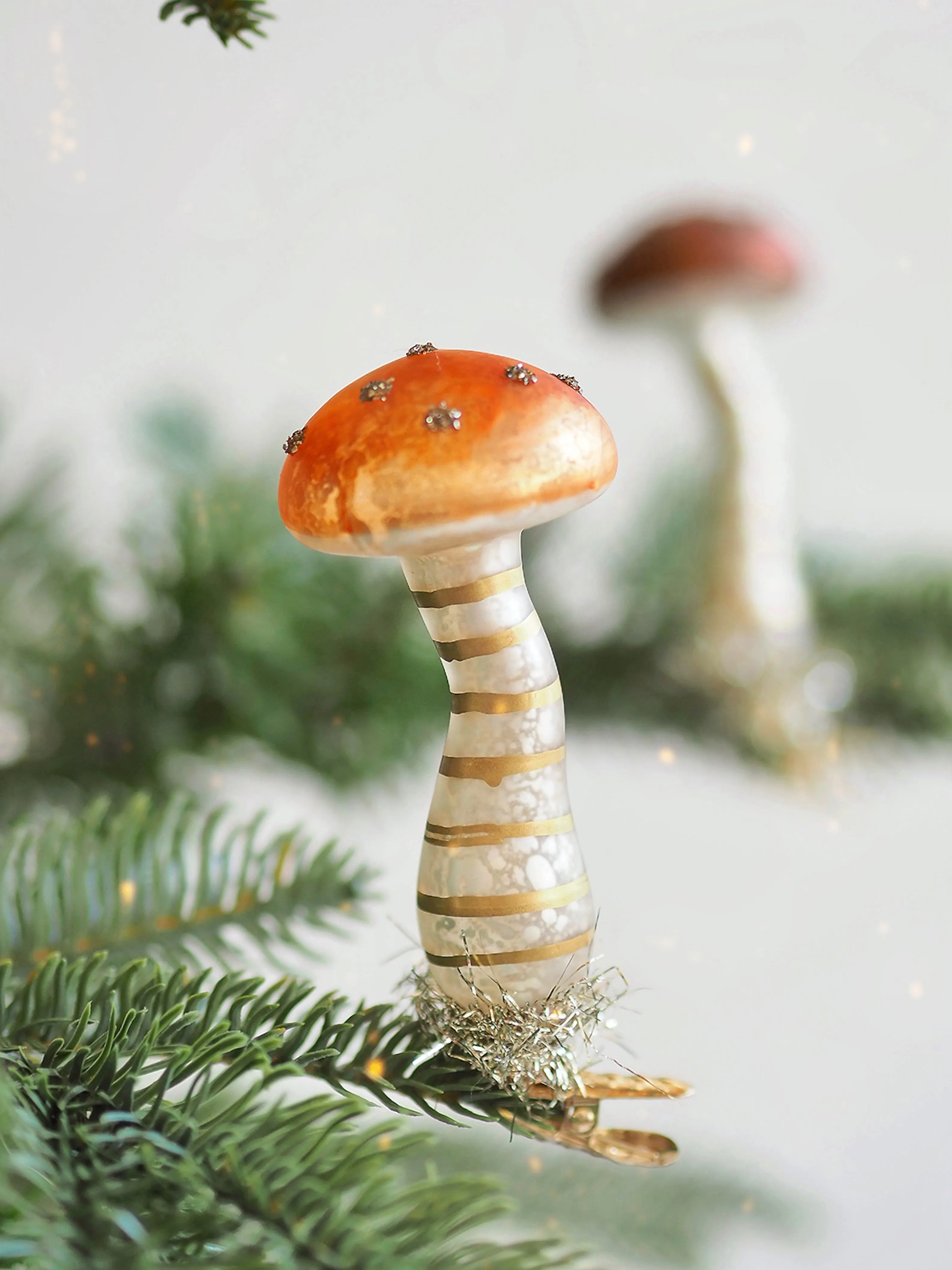 Tinsel Mushroom Clip Ornament | Copper