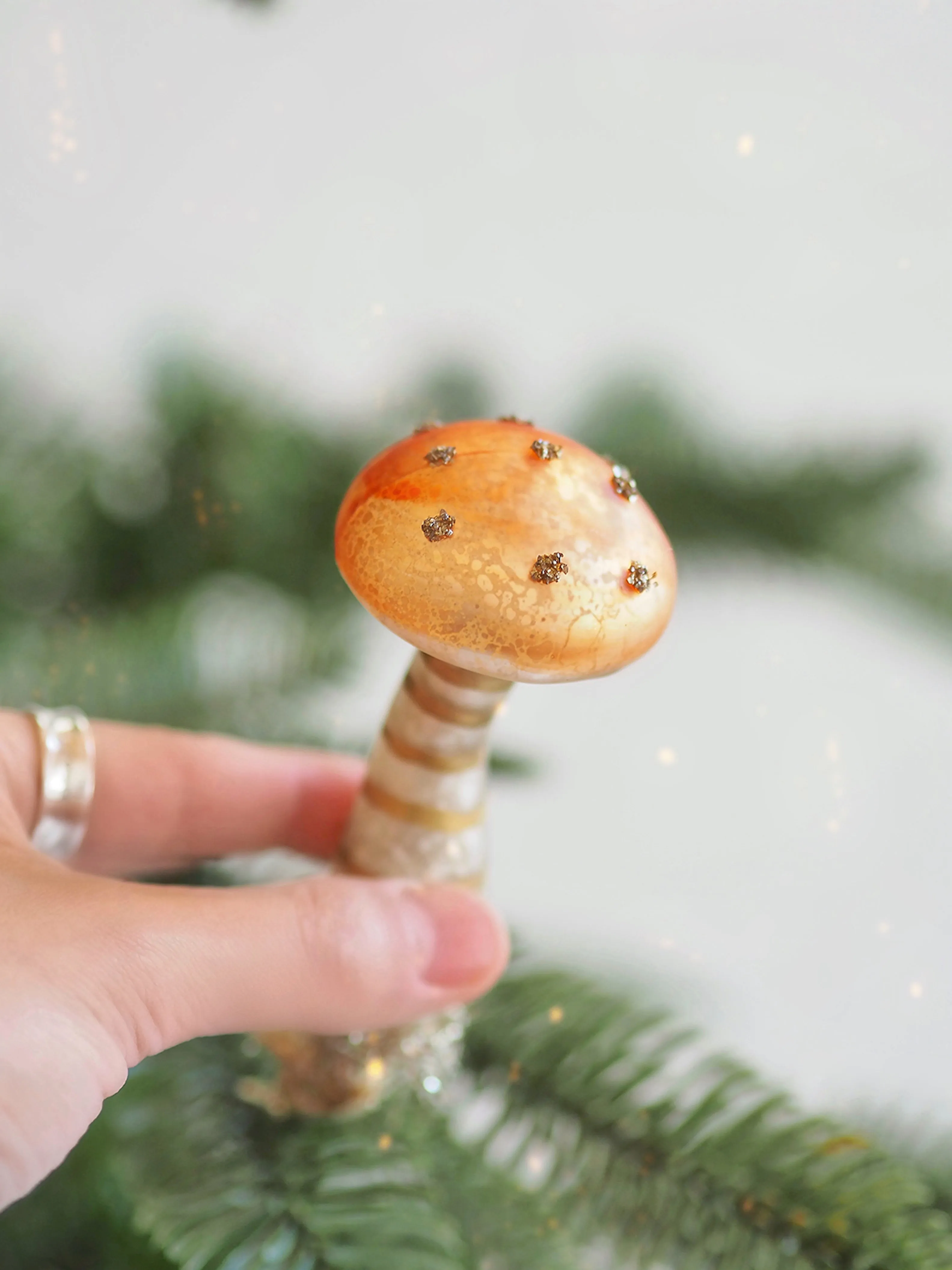 Tinsel Mushroom Clip Ornament | Copper