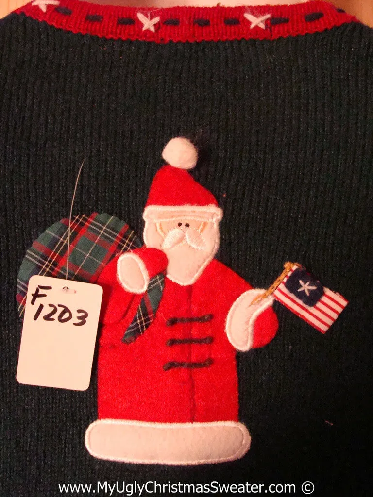 Ugly Christmas Sweater Party 80s Tacky Christmas Sweater Patriotic Theme & Padded Shoulders (f1203)