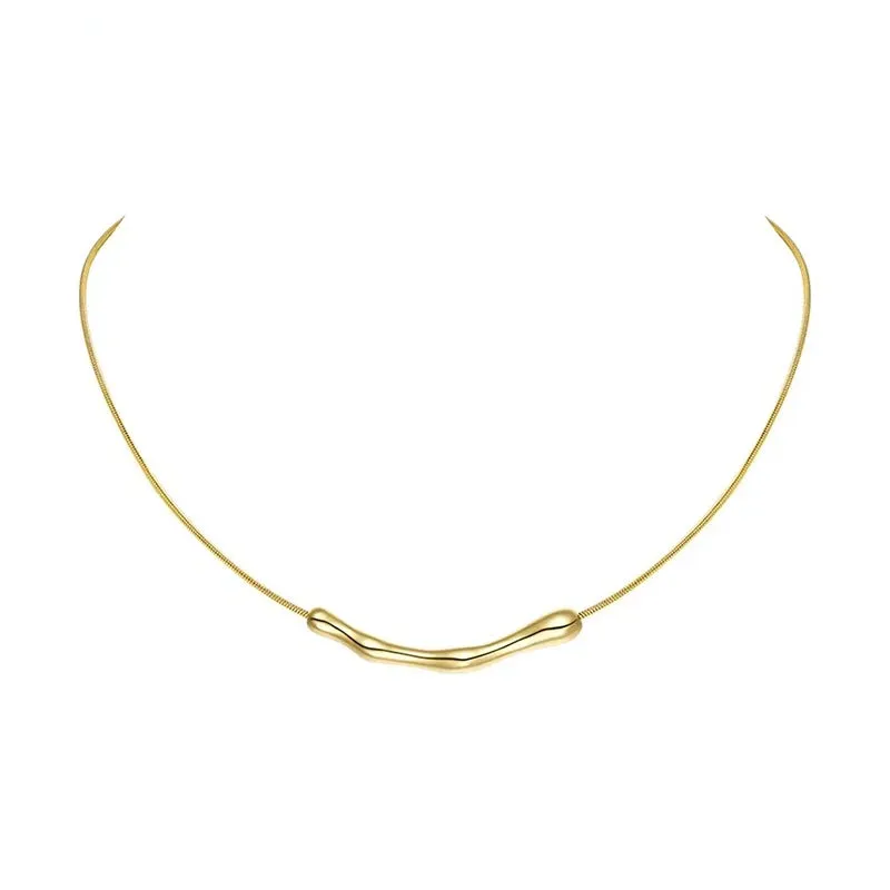 VAIGE Elegant Gold Tone Stainless Steel Collarbone Chain - Simple Short Pendant Necklace for Stylish Occasions