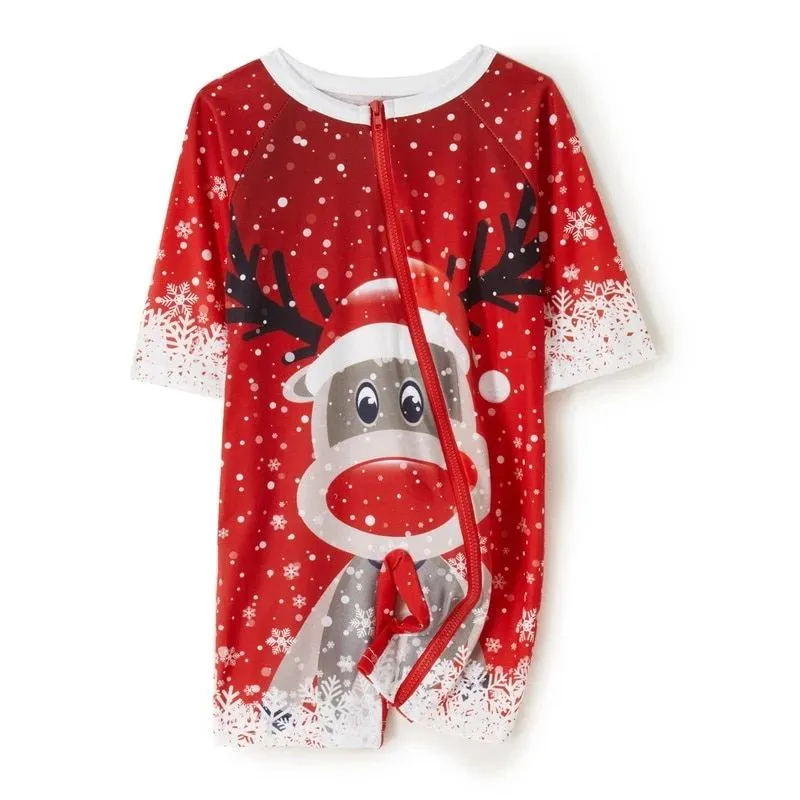 Xmas Deer Print Pajamas Sets